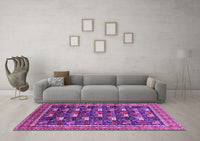 Machine Washable Oriental Pink Industrial Rug, wshurb2150pnk