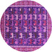 Round Machine Washable Oriental Pink Industrial Rug, wshurb2150pnk