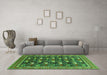 Machine Washable Oriental Green Industrial Area Rugs in a Living Room,, wshurb2150grn