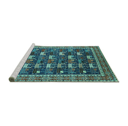 Sideview of Machine Washable Oriental Turquoise Industrial Area Rugs, wshurb2150turq