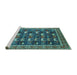 Sideview of Machine Washable Oriental Turquoise Industrial Area Rugs, wshurb2150turq