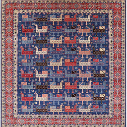 Square Machine Washable Industrial Modern Plum Purple Rug, wshurb2150