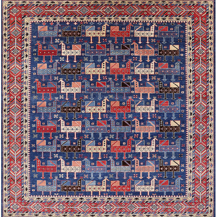 Square Machine Washable Industrial Modern Plum Purple Rug, wshurb2150