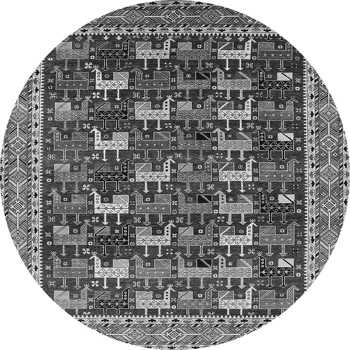 Round Oriental Gray Industrial Rug, urb2150gry