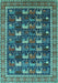 Machine Washable Oriental Turquoise Industrial Area Rugs, wshurb2150turq