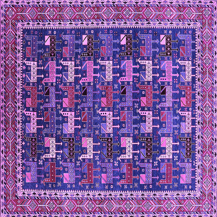 Square Machine Washable Oriental Purple Industrial Area Rugs, wshurb2150pur