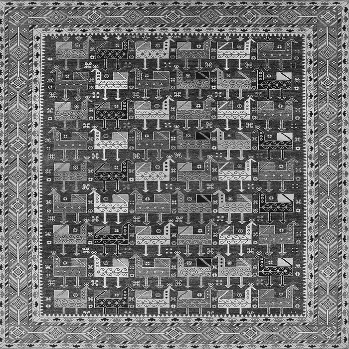 Square Machine Washable Oriental Gray Industrial Rug, wshurb2150gry