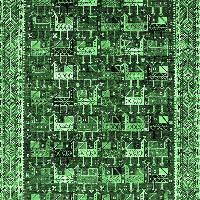Machine Washable Oriental Emerald Green Industrial Area Rugs, wshurb2150emgrn