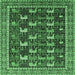 Square Machine Washable Oriental Emerald Green Industrial Area Rugs, wshurb2150emgrn