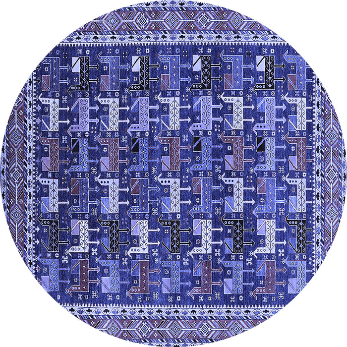 Round Oriental Blue Industrial Rug, urb2150blu