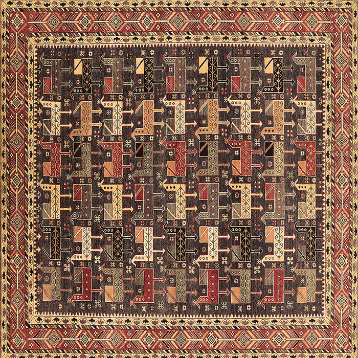 Square Oriental Brown Industrial Rug, urb2150brn