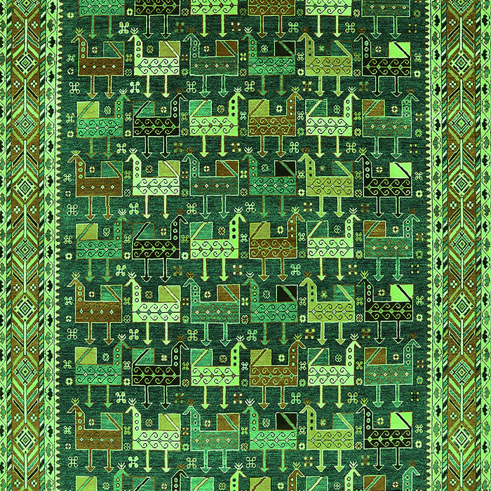 Machine Washable Oriental Green Industrial Area Rugs, wshurb2150grn