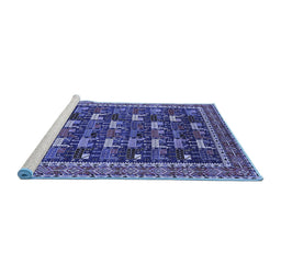 Sideview of Machine Washable Oriental Blue Industrial Rug, wshurb2150blu