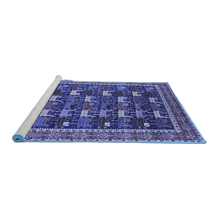 Sideview of Machine Washable Oriental Blue Industrial Rug, wshurb2150blu