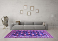 Machine Washable Oriental Purple Industrial Rug, wshurb2150pur