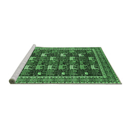 Sideview of Machine Washable Oriental Emerald Green Industrial Area Rugs, wshurb2150emgrn