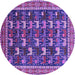 Round Machine Washable Oriental Purple Industrial Area Rugs, wshurb2150pur