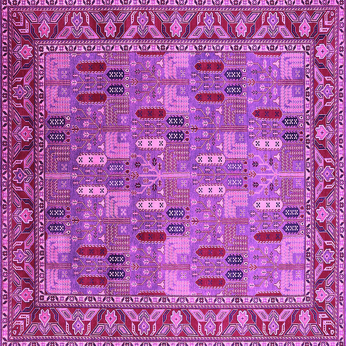 Square Machine Washable Oriental Pink Industrial Rug, wshurb2151pnk