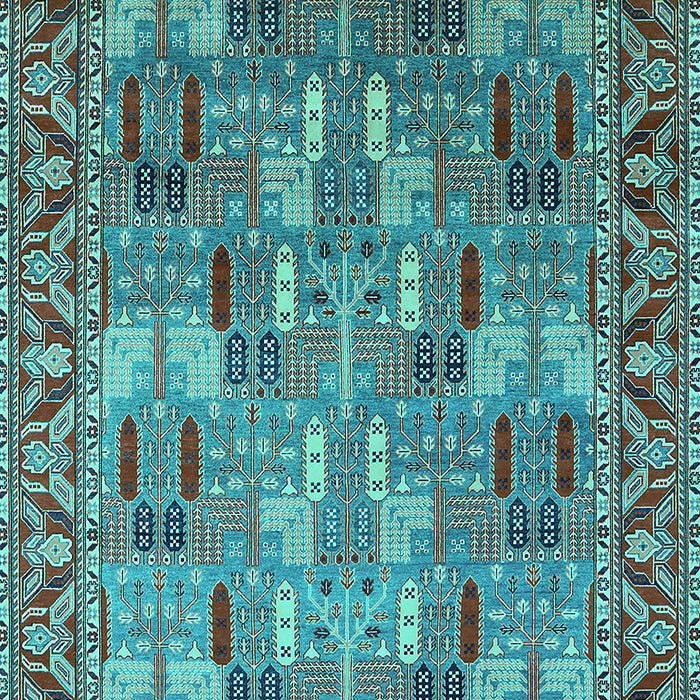 Machine Washable Oriental Turquoise Industrial Area Rugs, wshurb2151turq