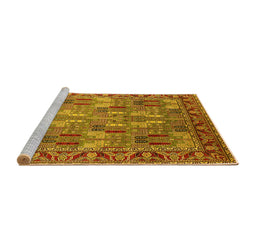 Sideview of Machine Washable Oriental Yellow Industrial Rug, wshurb2151yw