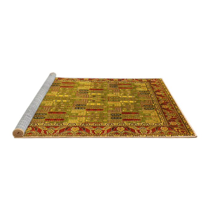 Sideview of Machine Washable Oriental Yellow Industrial Rug, wshurb2151yw