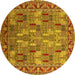 Round Oriental Yellow Industrial Rug, urb2151yw