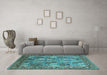 Machine Washable Oriental Turquoise Industrial Area Rugs in a Living Room,, wshurb2151turq