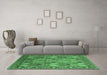 Machine Washable Oriental Emerald Green Industrial Area Rugs in a Living Room,, wshurb2151emgrn