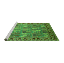 Sideview of Machine Washable Oriental Green Industrial Area Rugs, wshurb2151grn