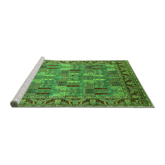 Sideview of Machine Washable Oriental Green Industrial Area Rugs, wshurb2151grn