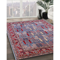 Mid-Century Modern Dark Raspberry Purple Oriental Rug, urb2151