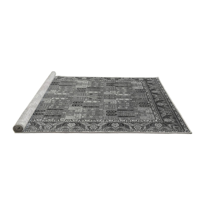 Sideview of Machine Washable Oriental Gray Industrial Rug, wshurb2151gry