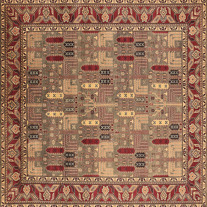 Square Machine Washable Oriental Brown Industrial Rug, wshurb2151brn