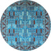 Round Oriental Light Blue Industrial Rug, urb2151lblu