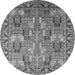 Round Machine Washable Oriental Gray Industrial Rug, wshurb2151gry