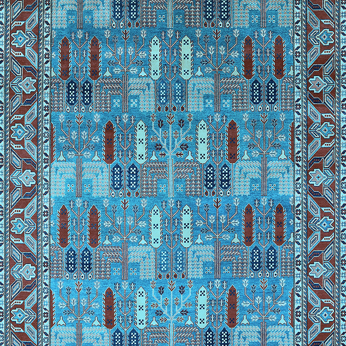Machine Washable Oriental Light Blue Industrial Rug, wshurb2151lblu
