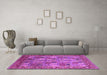 Machine Washable Oriental Pink Industrial Rug in a Living Room, wshurb2151pnk