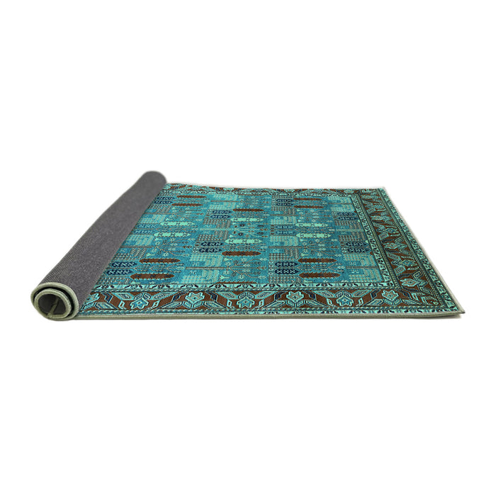 Sideview of Oriental Turquoise Industrial Rug, urb2151turq