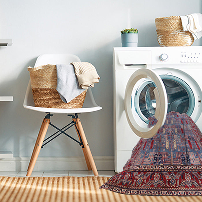 Machine Washable Industrial Modern Dark Raspberry Purple Rug in a Washing Machine, wshurb2151