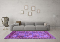 Machine Washable Oriental Purple Industrial Rug, wshurb2151pur