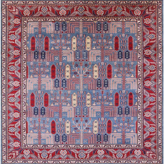 Square Mid-Century Modern Dark Raspberry Purple Oriental Rug, urb2151