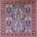 Square Mid-Century Modern Dark Raspberry Purple Oriental Rug, urb2151