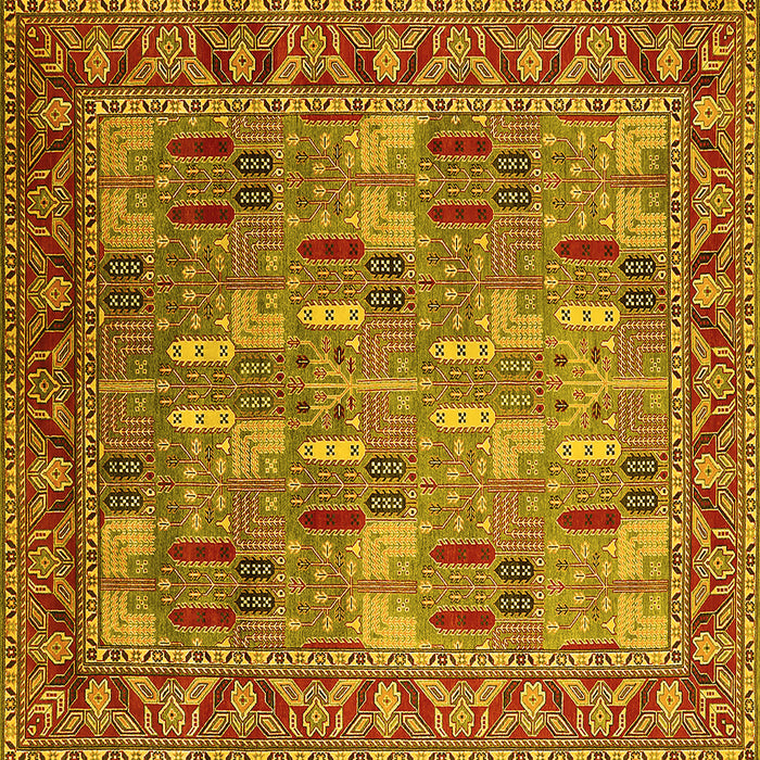 Square Machine Washable Oriental Yellow Industrial Rug, wshurb2151yw