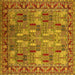 Square Machine Washable Oriental Yellow Industrial Rug, wshurb2151yw