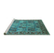 Sideview of Machine Washable Oriental Turquoise Industrial Area Rugs, wshurb2151turq