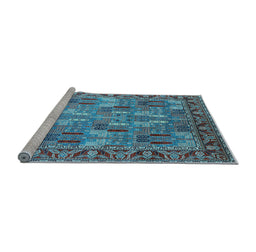Sideview of Machine Washable Oriental Light Blue Industrial Rug, wshurb2151lblu