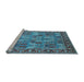 Sideview of Machine Washable Oriental Light Blue Industrial Rug, wshurb2151lblu