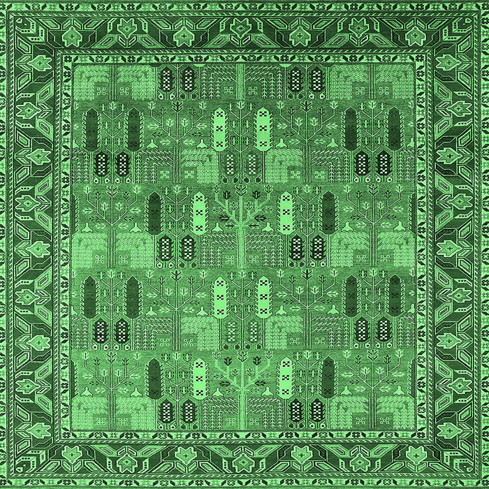 Square Oriental Emerald Green Industrial Rug, urb2151emgrn