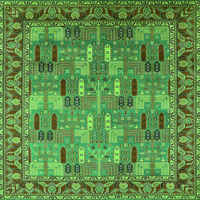 Square Oriental Green Industrial Rug, urb2151grn