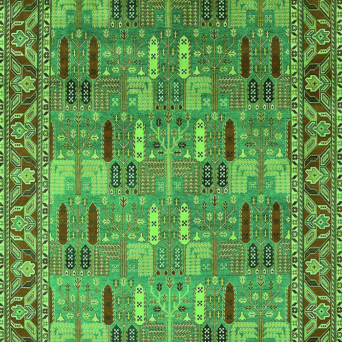 Machine Washable Oriental Green Industrial Area Rugs, wshurb2151grn